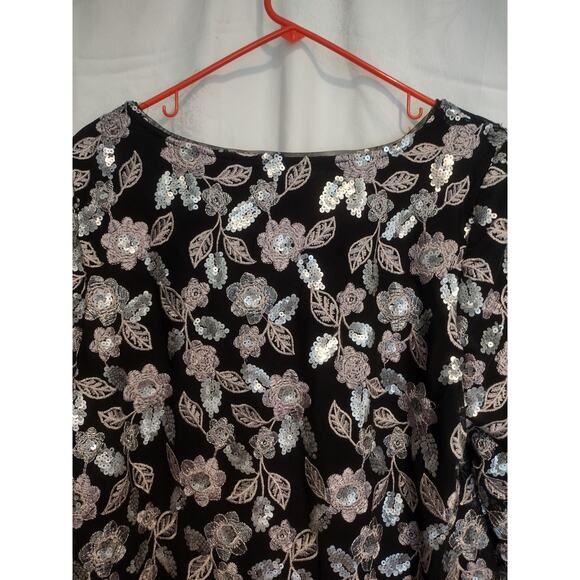 NWT Alex Evenings Womens Metallic Sequin Floral Top 1X Festive Christmas Elegant - Picture 7 of 10